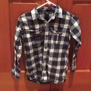 Blue and white checkered flannel